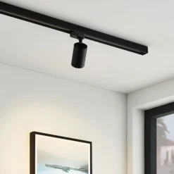 Foco de riel Arcchio Brinja, negro, Ø 6 cm, trifásico