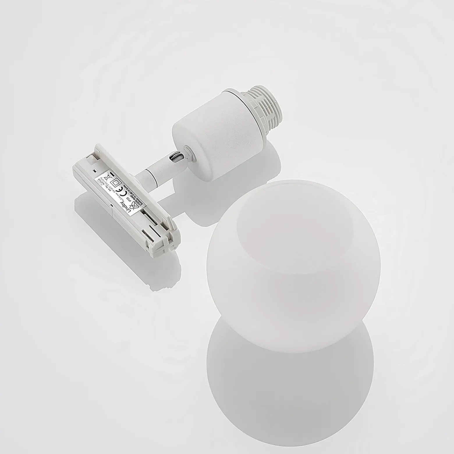 Foco de riel Lindby Linaro, E14, blanco, Ø 10 cm, monofásico
