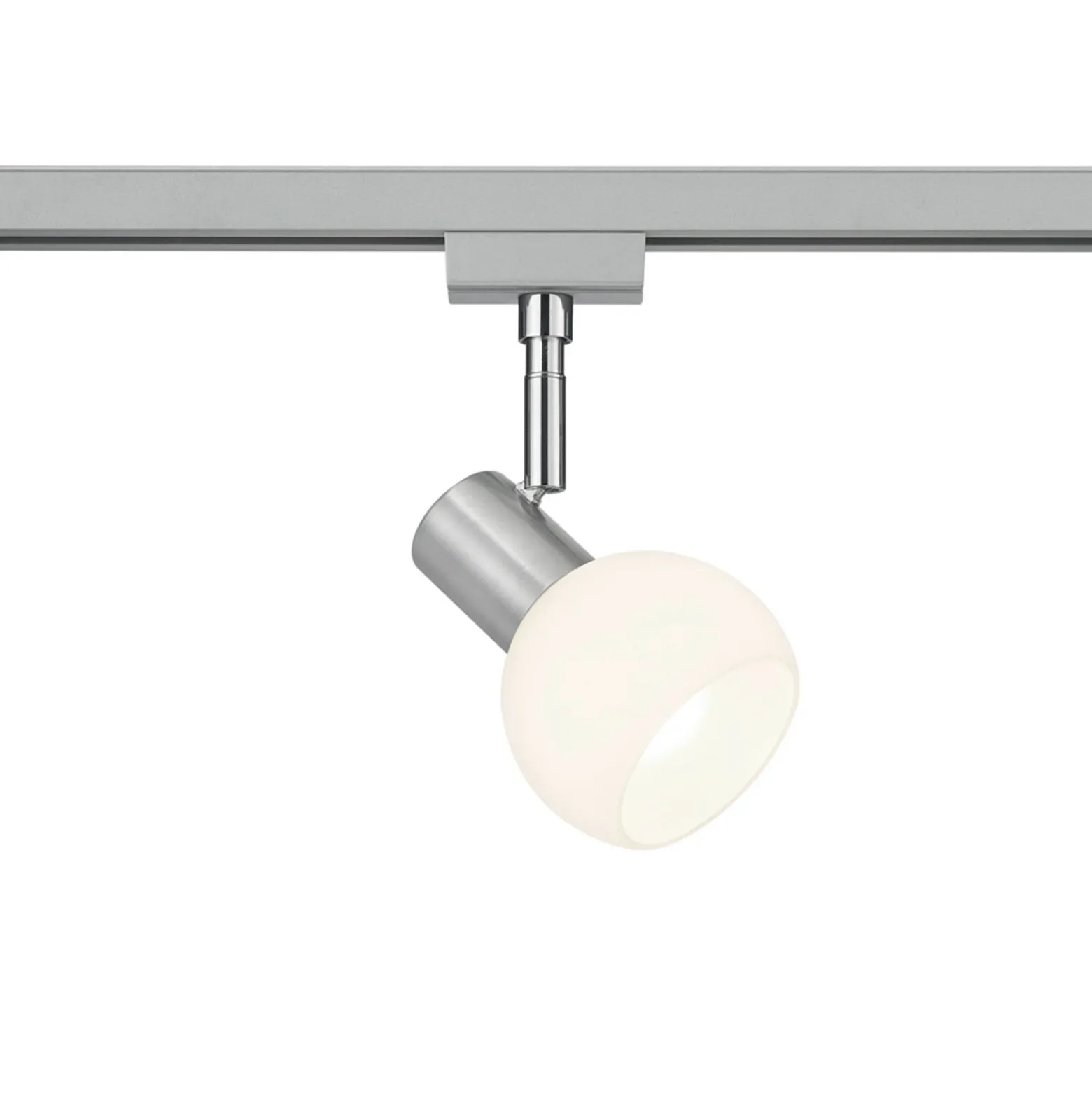 Foco de riel para DUOline, cristal opalino, color níquel, E14