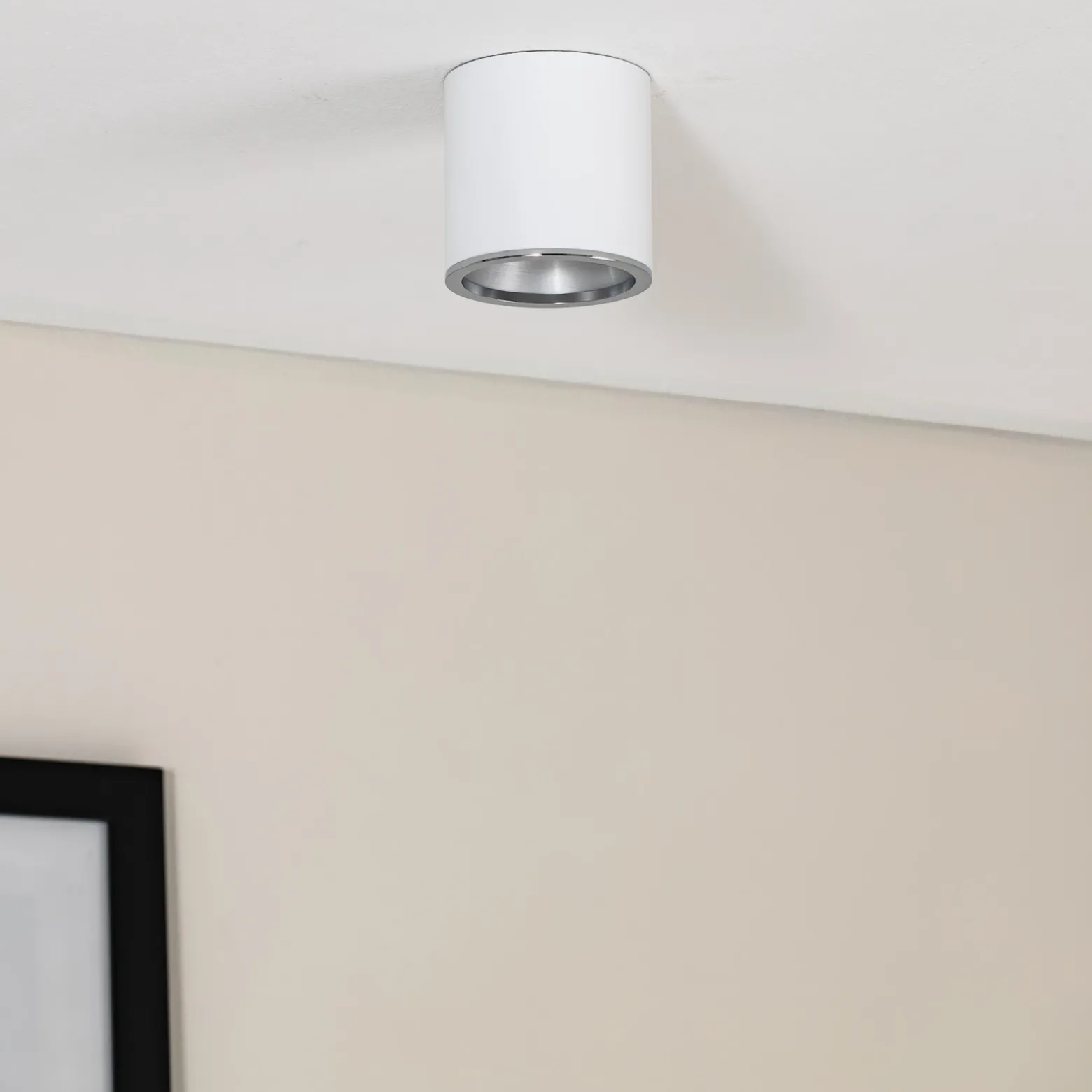 Foco de superficie Bega LED Studio Line, blanco/aluminio, Ø 9 cm, aluminio