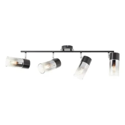 Foco de techo Alia, 4 luces, negro/humo