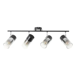 Foco de techo Alia, 4 luces, negro/humo