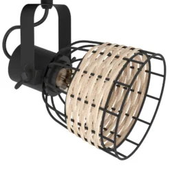 Foco de techo Anwick 1 acero/ratán, 2 luces