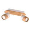 Foco de techo Aruni de madera, 2 luces blanco