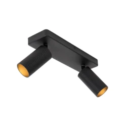 Foco de techo Clubs, 2 luces, negro