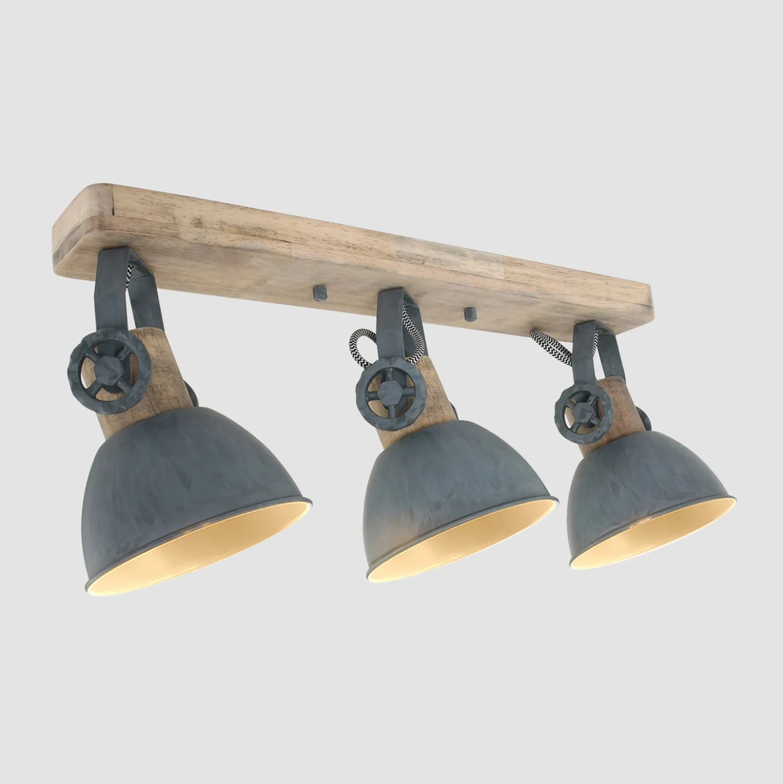 Foco de techo Gearwood, 3 luces alargado, gris