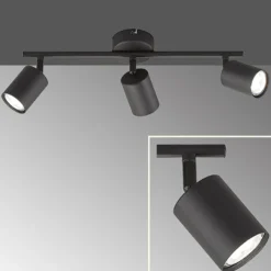 Foco de techo LED Vano negro, 3 luces alargado
