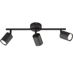 Foco de techo LED Vano negro, 3 luces alargado