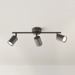 Foco de techo LED Vano negro, 3 luces alargado