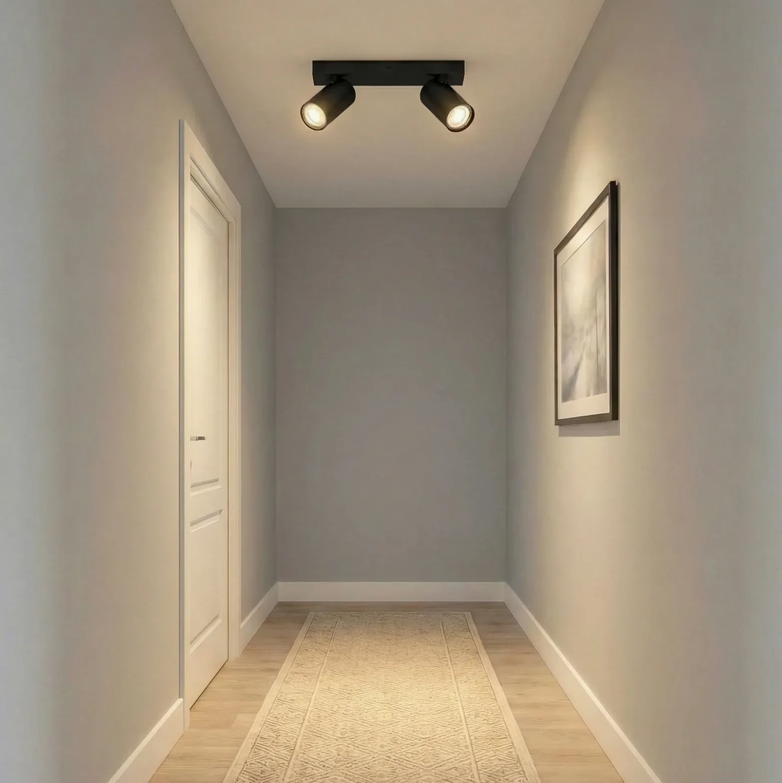 Foco de techo OCTAGON negro de OSRAM, 2 luces, GU10-LED 927 atenuable