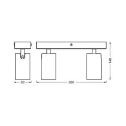 Foco de techo OCTAGON negro de OSRAM, 2 luces, GU10-LED 927 atenuable