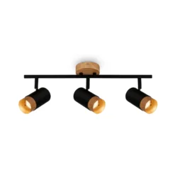 Foco de techo Plek GU10 negro/madera 3 luces