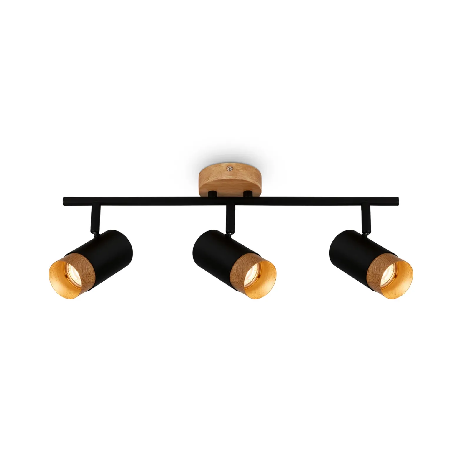 Foco de techo Plek GU10 negro/madera 3 luces