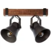 Foco de techo Plow, negro/madera oscura