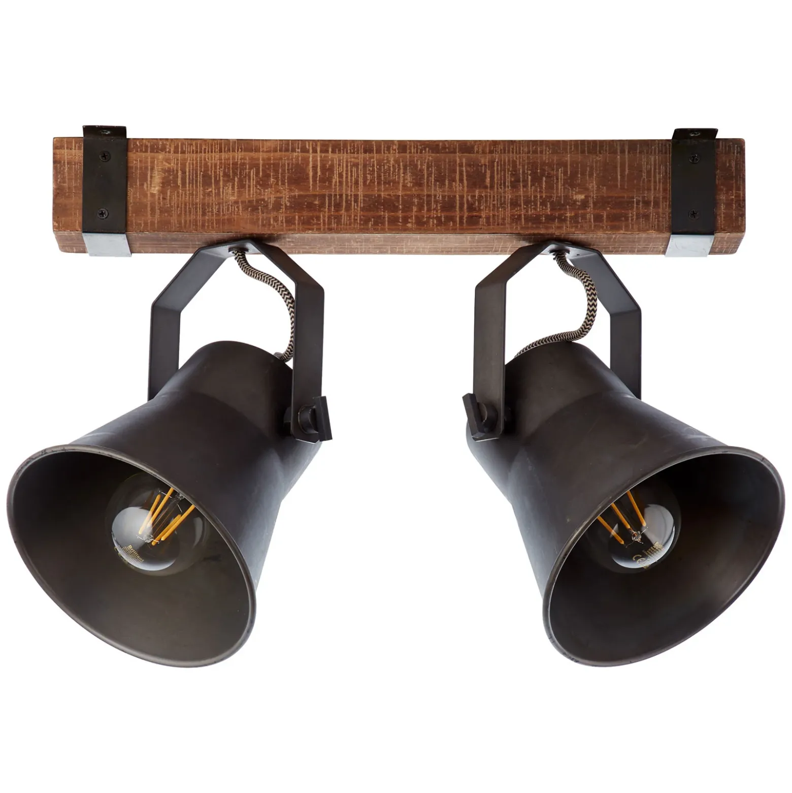 Foco de techo Plow, negro/madera oscura