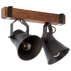 Foco de techo Plow, negro/madera oscura