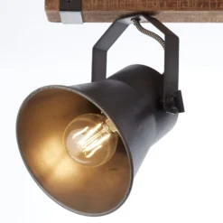 Foco de techo Plow, negro/madera oscura