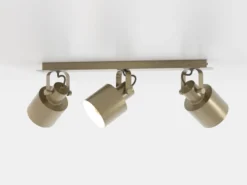 Foco de techo Southery 3 luces crema-oro cepillado