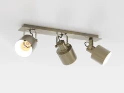 Foco de techo Southery 3 luces crema-oro cepillado
