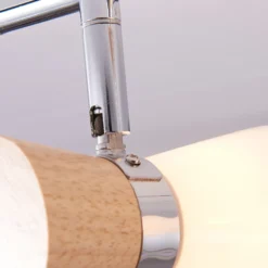 Foco de techo Vivica 3 brazos con piezas de madera