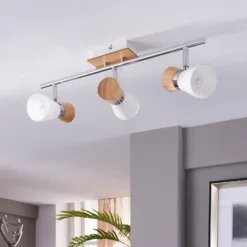 Foco de techo Vivica 3 brazos con piezas de madera