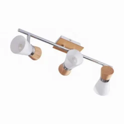 Foco de techo Vivica 3 brazos con piezas de madera