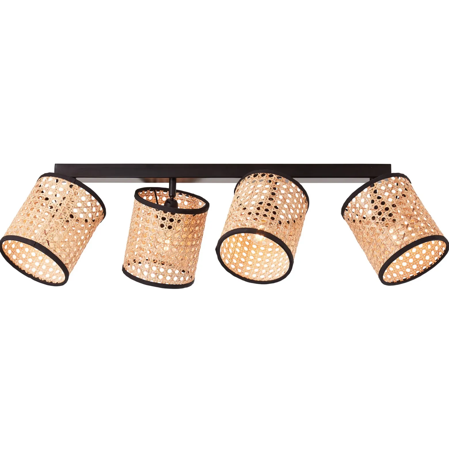 Foco de techo Wiley con ratán, 4 luces