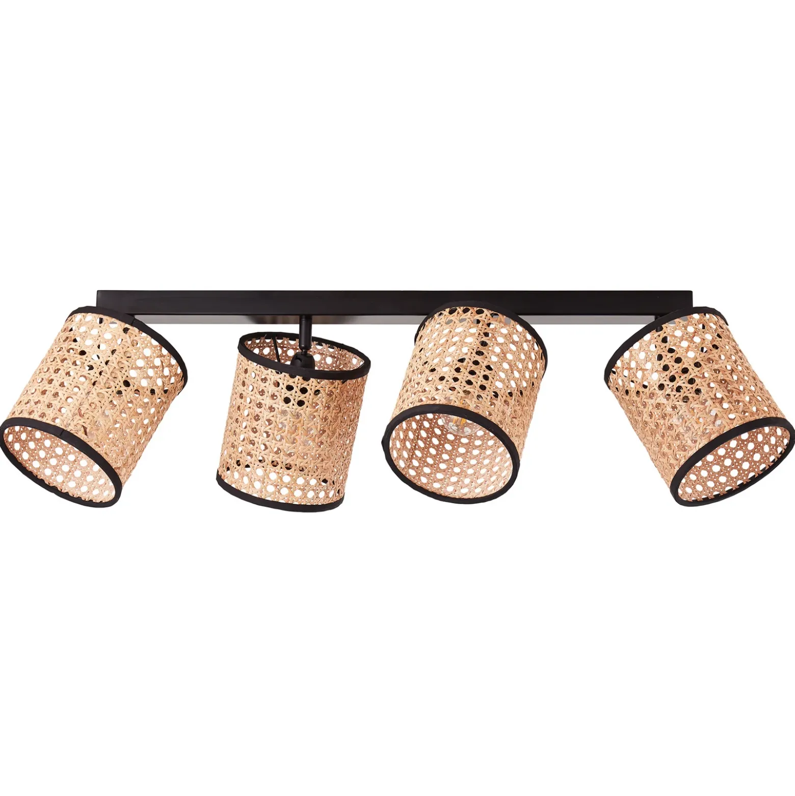 Foco de techo Wiley con ratán, 4 luces
