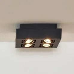 Foco de techo Xirax, 4 luces, negro
