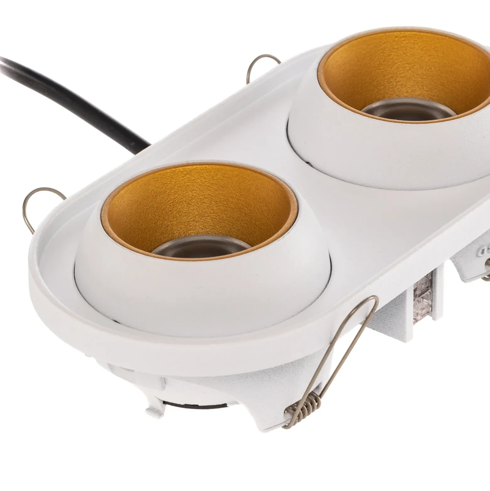 Foco empotrable Bega LED Studio Line, blanco/latón, 2 luces.