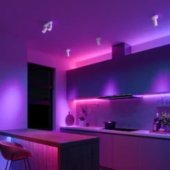 Foco empotrable Calex Smart blanco, longitud 22 cm, 2 luces GU10 LED RGBW