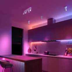 Foco empotrable Calex Smart blanco, longitud 49 cm, 4 luces GU10 LED RGBW