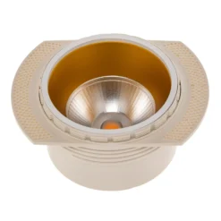 Foco empotrable de techo Bega LED Studio Line, blanco/latón, aluminio