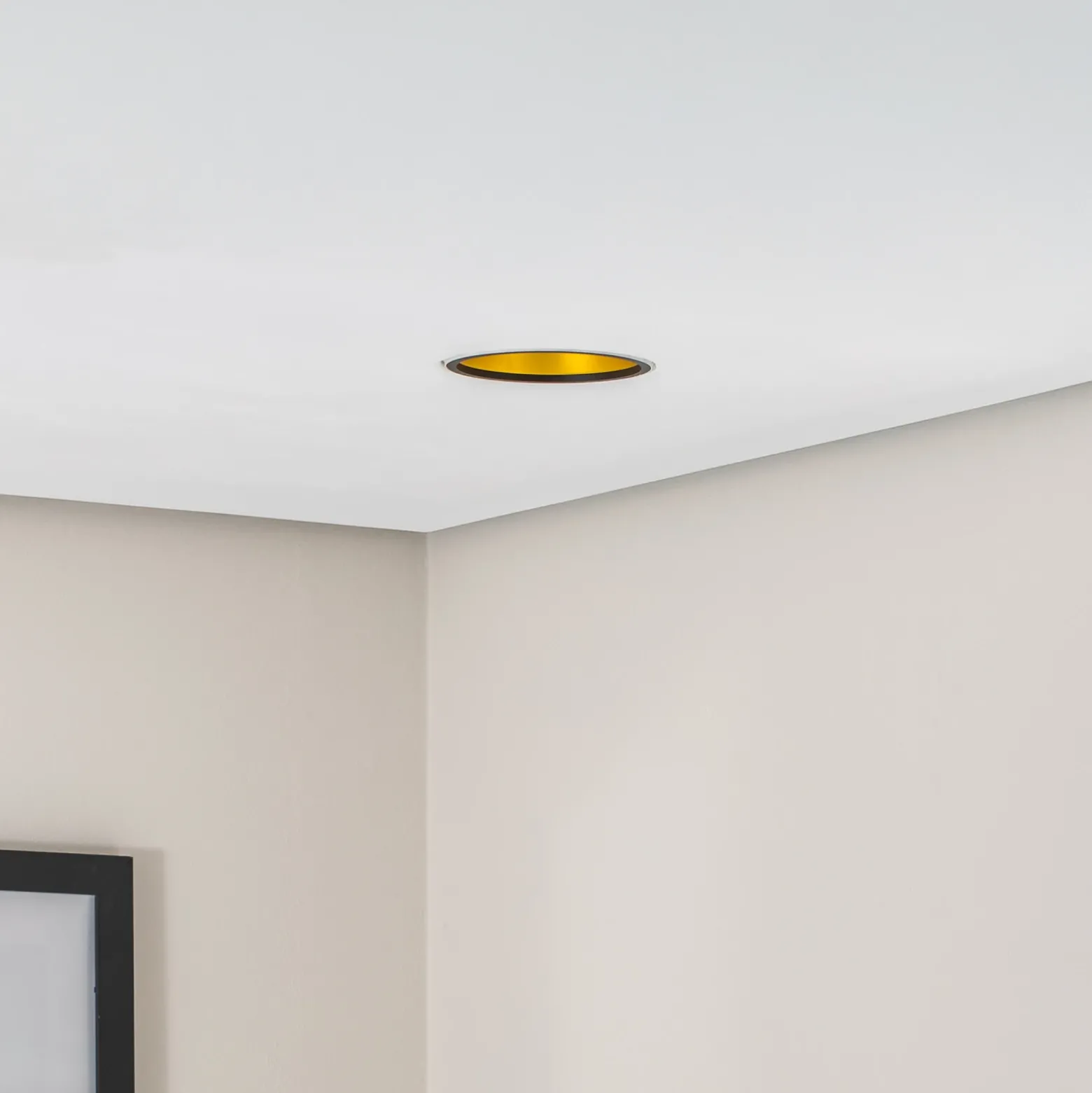 Foco empotrable de techo Bega LED Studio Line, negro/latón, aluminio