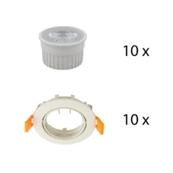 Foco empotrable en techo Prios Fibur con módulo LED, beige, juego de 10 unidades