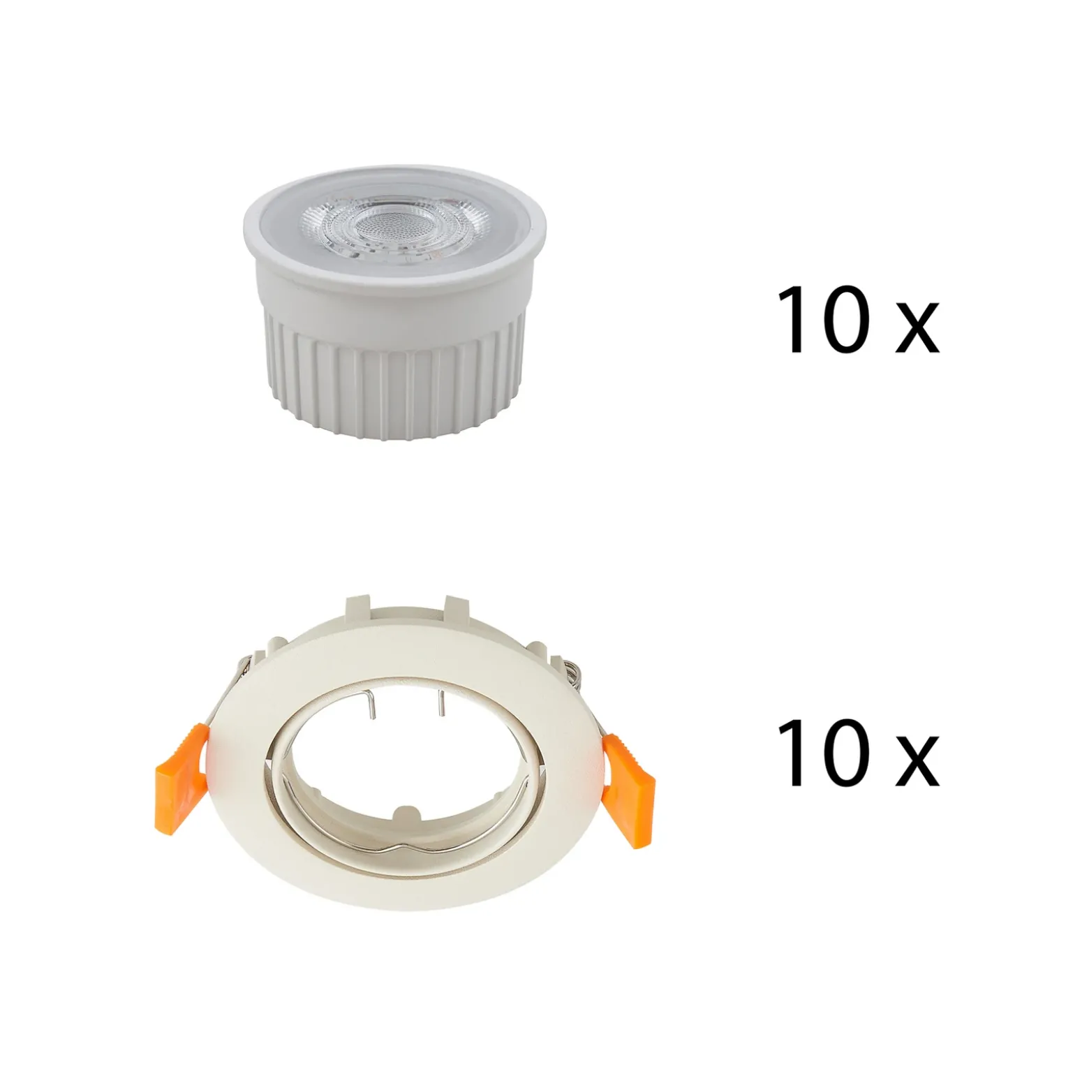 Foco empotrable en techo Prios Fibur con módulo LED, beige, juego de 10 unidades
