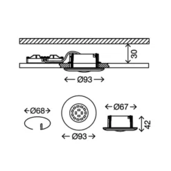 Foco empotrable LED cromado Shower, IP65