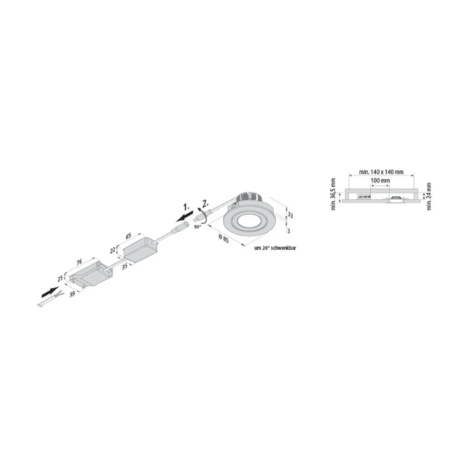 Foco empotrable LED Eco SR 68 cromo mate 4.000 K Ø 8,5 cm aluminio