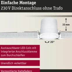 Foco empotrable LED Paulmann Coin Base, blanco, Set de 3 RGBW ZigBee