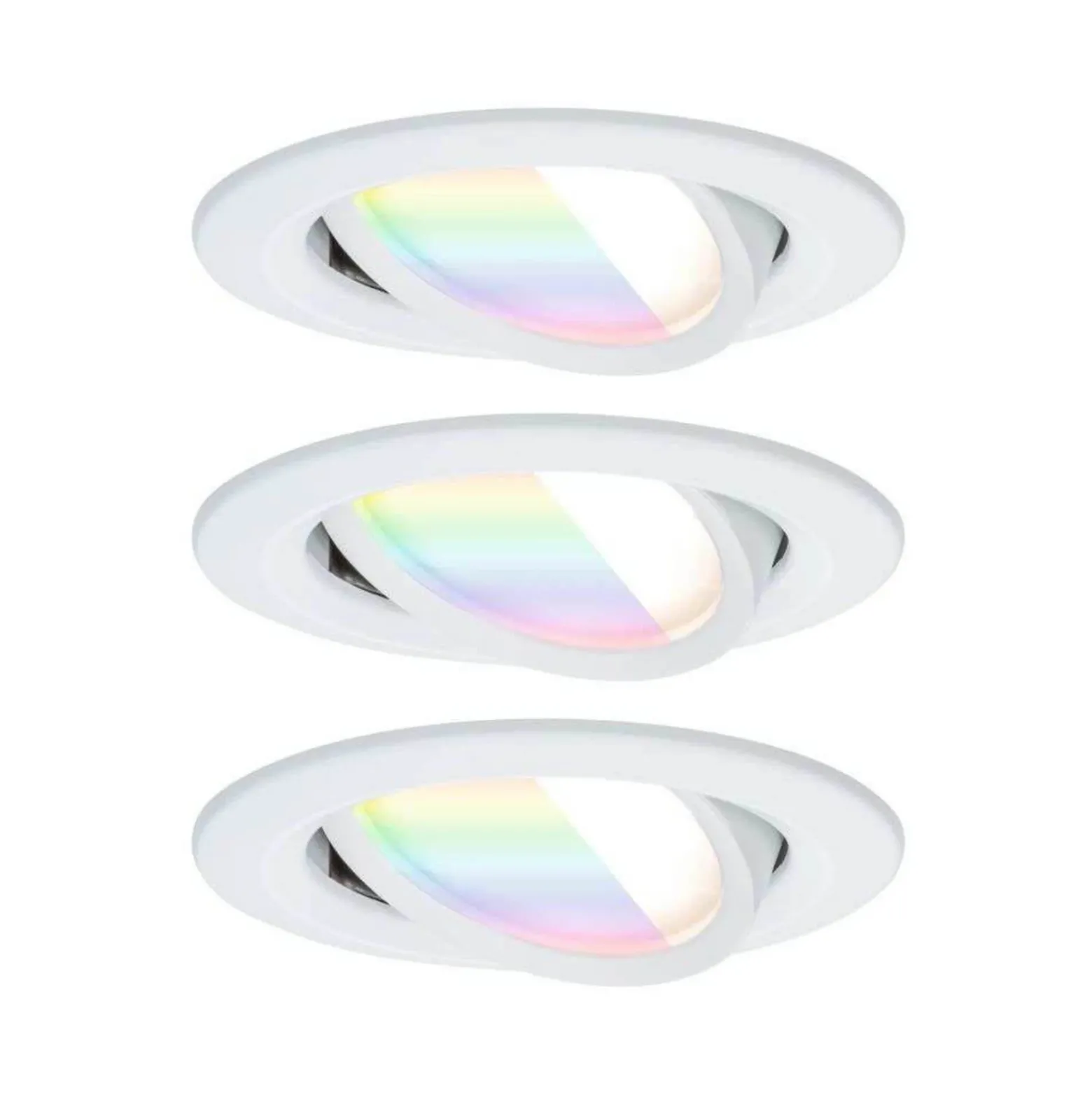 Foco empotrable LED Paulmann Nova Coin Smart blanco RGBW, juego de 3, 8,4 cm