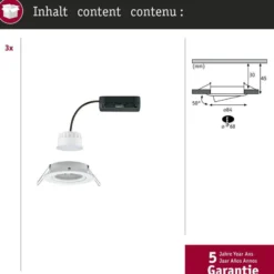 Foco empotrable LED Paulmann Nova Coin Smart blanco RGBW, juego de 3, 8,4 cm