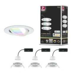 Foco empotrable LED Paulmann Nova Coin Smart blanco RGBW, juego de 3, 8,4 cm