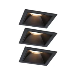 Foco empotrable LED Paulmann Cole Coin, negro, angular, IP44, atenuable, juego