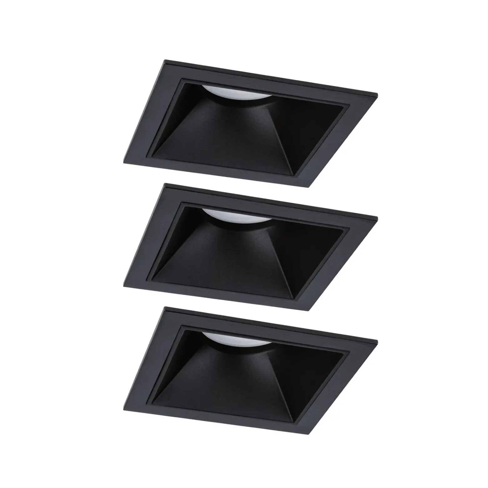 Foco empotrable LED Paulmann Cole Coin, negro, angular, IP44, atenuable, juego