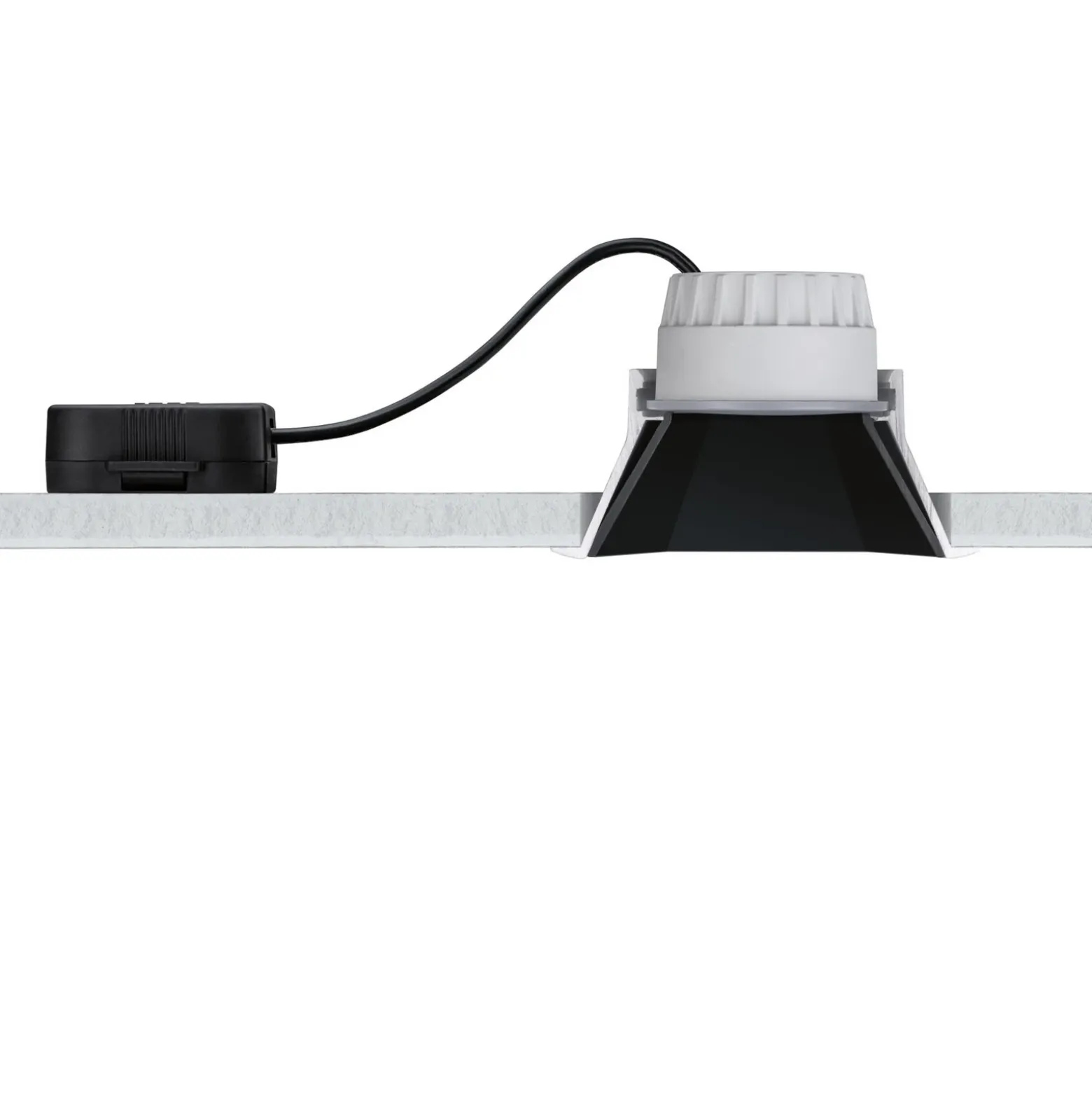 Foco empotrable LED Paulmann Cole Coin, negro, angular, IP44, atenuable, juego