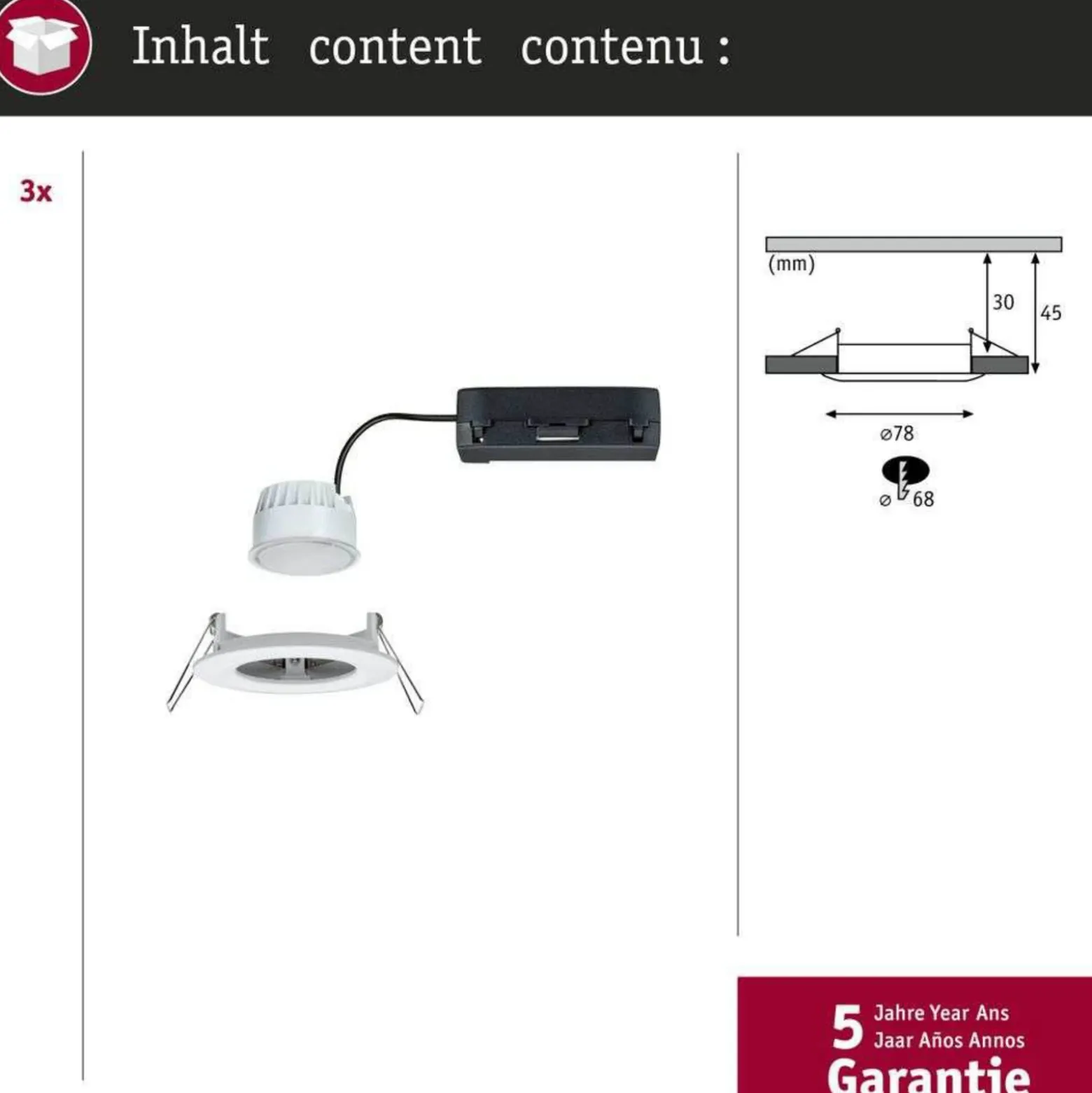 Foco empotrable LED Paulmann Nova Coin Smart blanco CCT, juego de 3, 7,8 cm