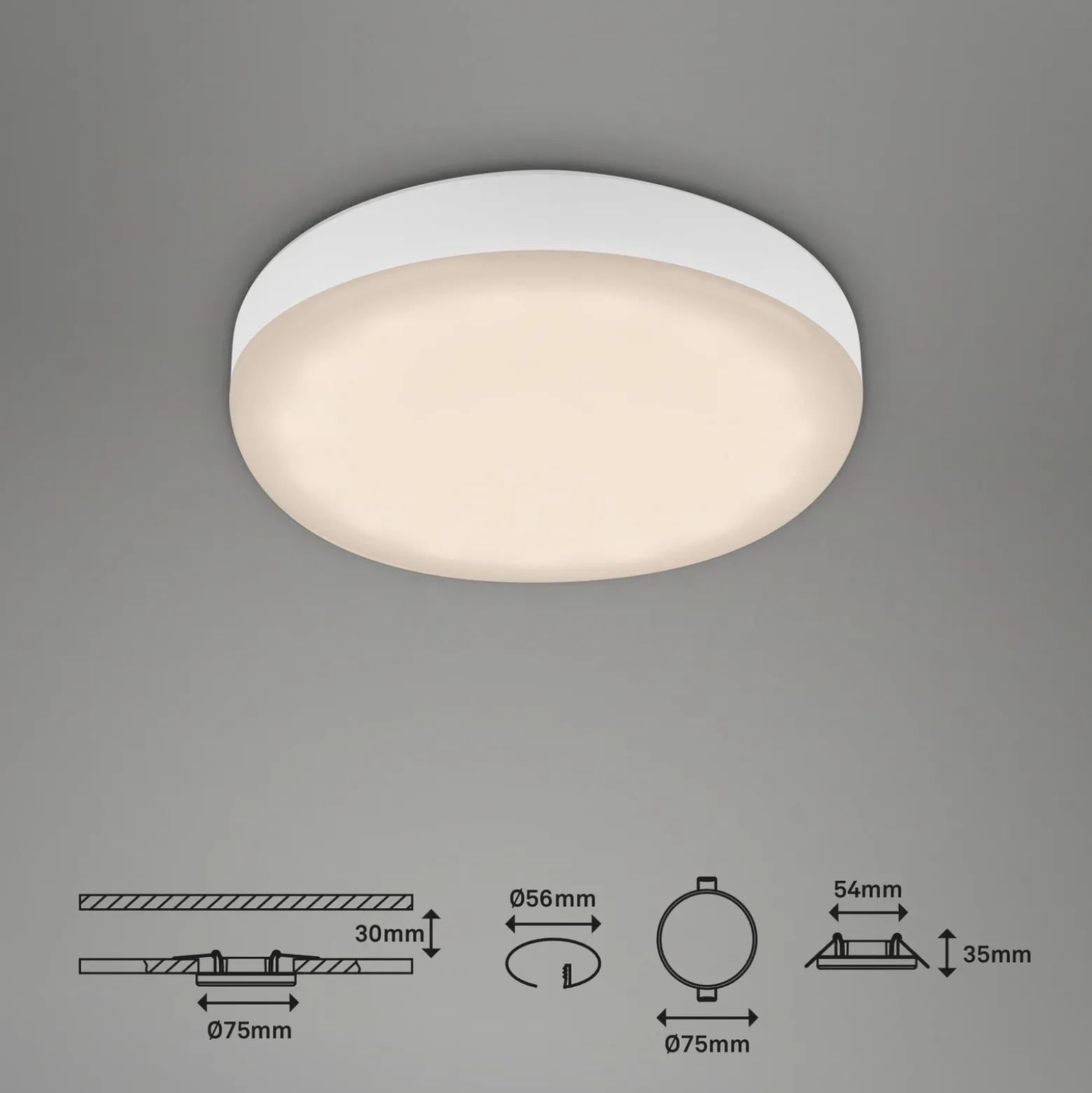 Foco empotrable LED Plat, blanco, Ø 7,5 cm, 3.000K
