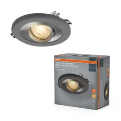 Foco empotrable OSRAM, hormigón oscuro/níquel, Ø 12 cm, GU10-LED