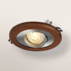 Foco empotrable OSRAM, madera oscura/níquel, Ø 12 cm, GU10-LED