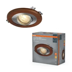 Foco empotrable OSRAM, madera oscura/níquel, Ø 12 cm, GU10-LED
